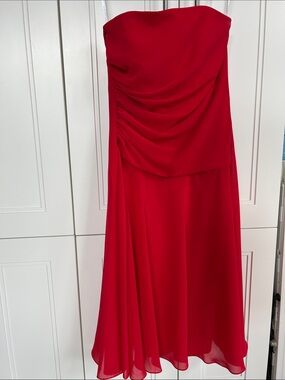 After Six Strapless Red Evening Dress